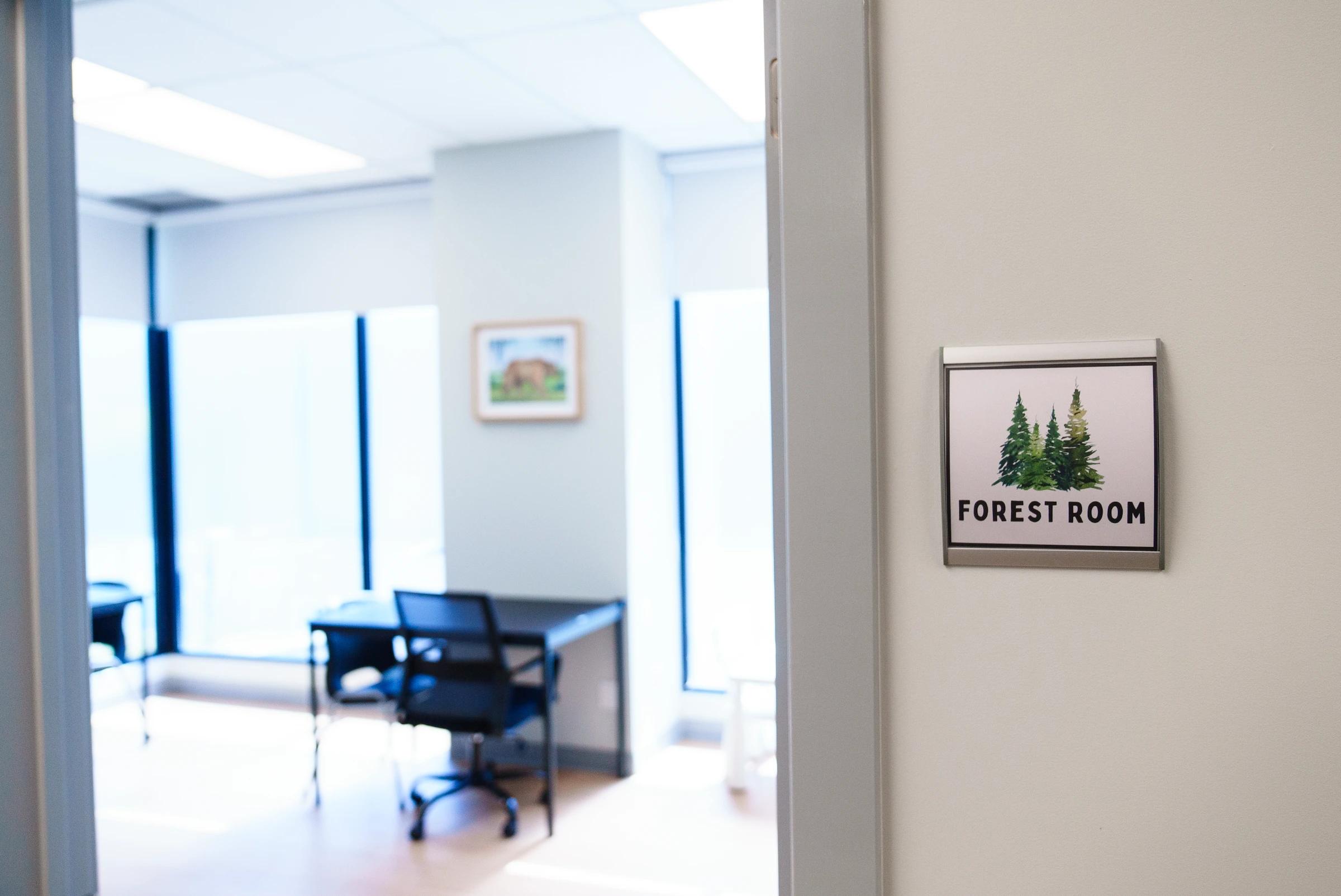 Entrance to a room titled Forest Room.